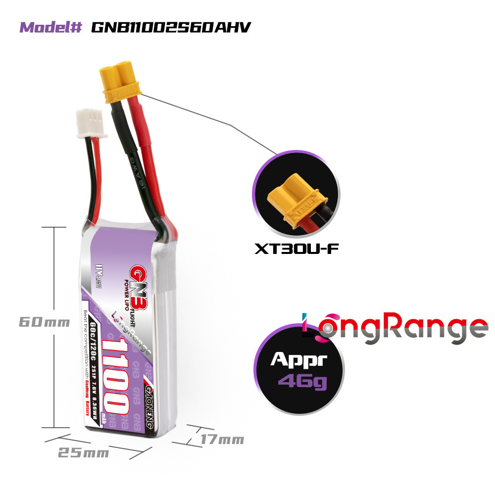 GNB 1100mAh 2S 3S 4S 6S 60C/12 - Drone Rc Leading avis et prix