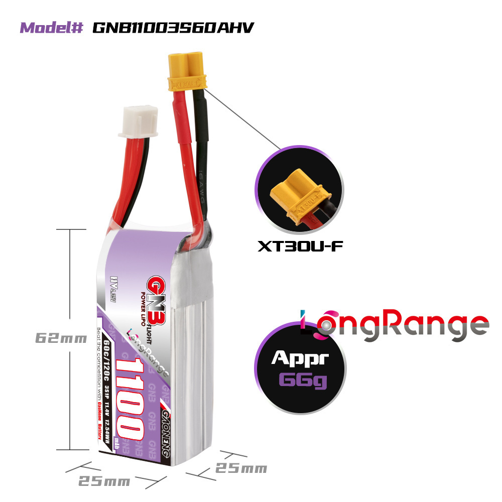 GNB 1100mAh 2S 3S 4S 6S 60C/12 - Drone Rc Leading avis et prix